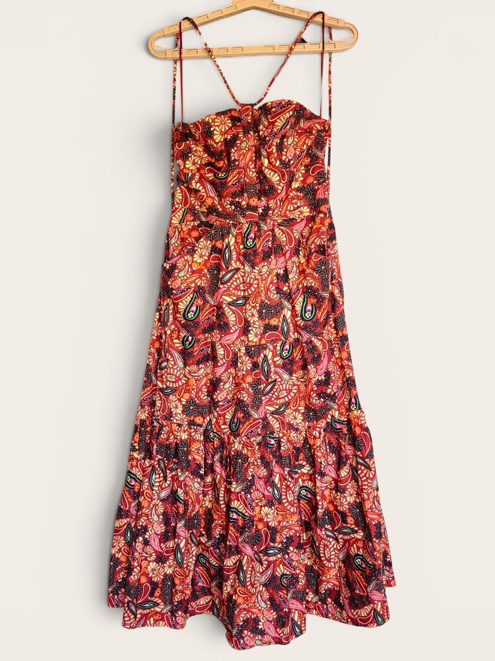 House of Harlow 1960 Paisley Maxi Dress M Cotton Halter w Pockets REVOLVE EUC